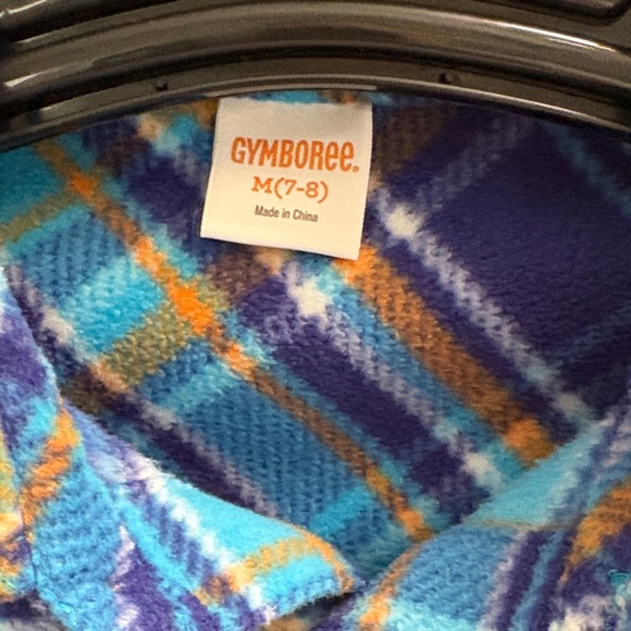 NWOT Gymboree Blue fleece  Plaid boys Shirt size medium (7-8) - Picture 2 of 4